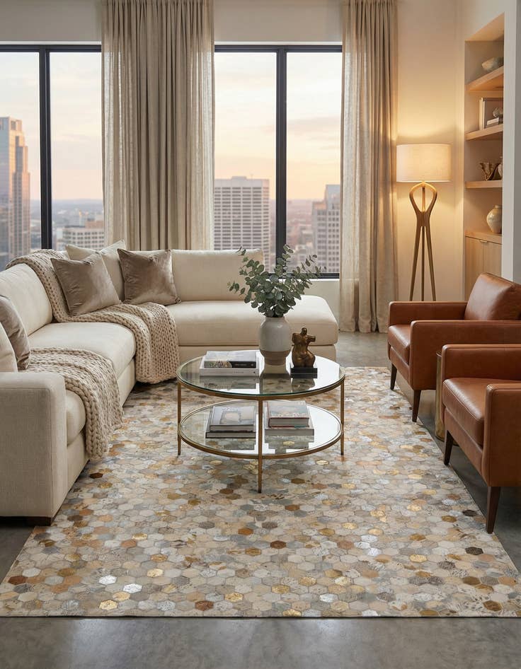 Detail image of 5' x 7' 11 Cowhide - Patchwork Rug