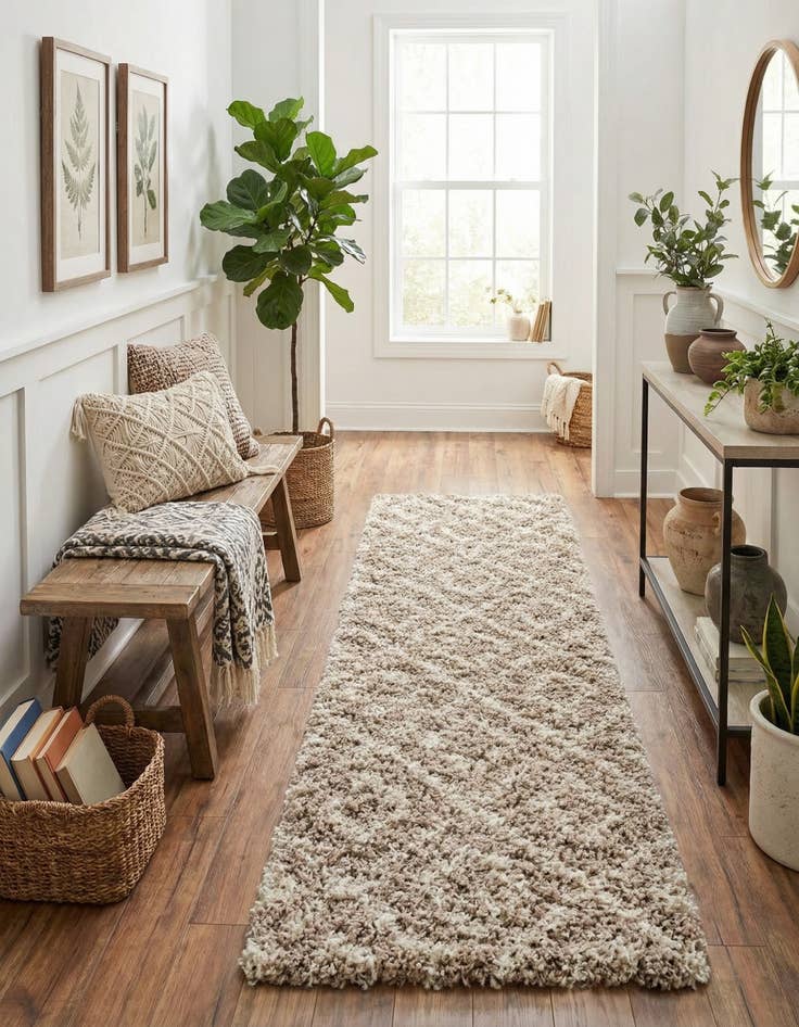 Detail image of 2' x 8' Trellis Shag Runner Rug