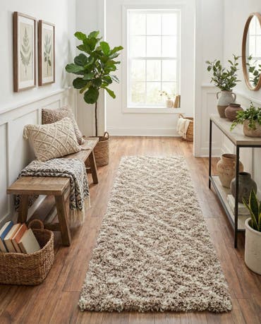  2' x 8' Lattice Shag Runner Rug