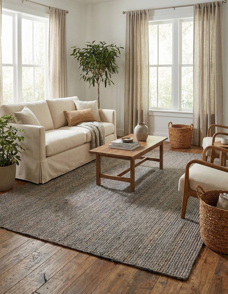 Detail image of  7' 1 x 10'  Hand Braided Jute Rug