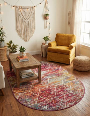 4' x 6' Lattice Frieze Oval Rug