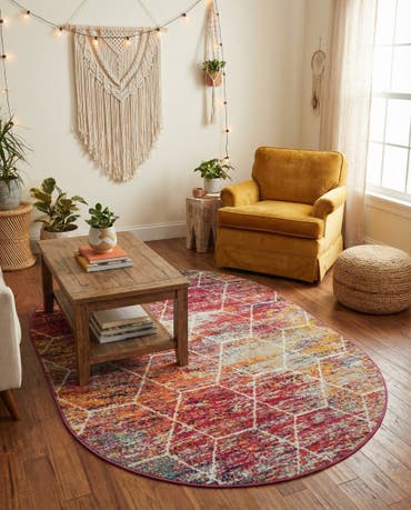 4' x 6' Lattice Frieze Oval Rug