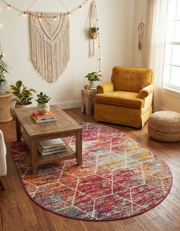 4' x 6' Lattice Frieze Oval Rug