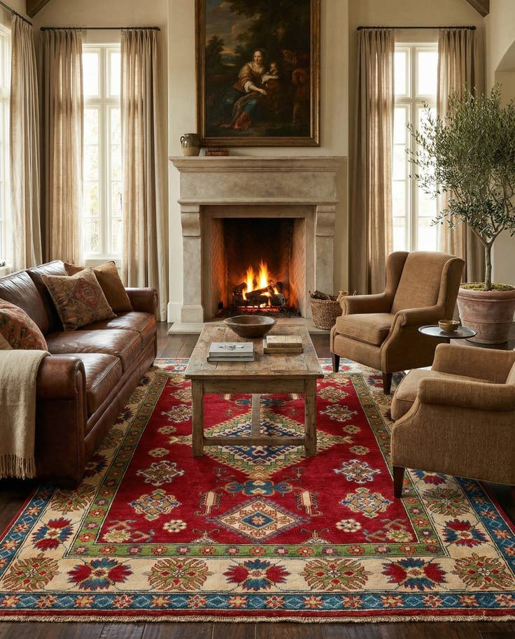 Detail image of 5' 1 x 6' 6 Hand Knotted Kazak Rug
