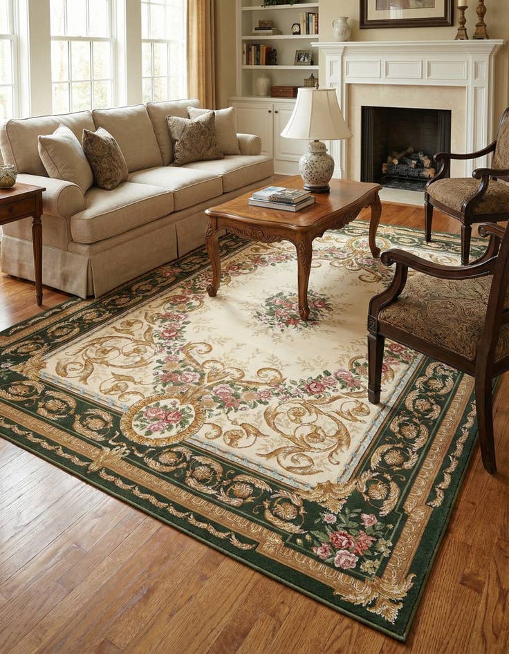Detail image of 6' x 9'  Washable Traditional Indoor / Outdoor Rug