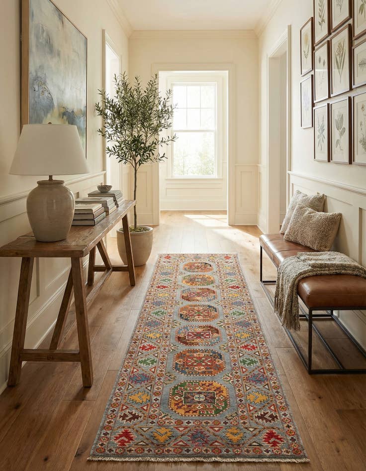 Detail image of 2' 7 x 9' 7  Hand Knotted Kazak Runner Rug