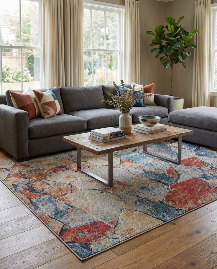 Detail image of 7' 10 x 10' Easy-Clean Modern Indoor / Outdoor Rug