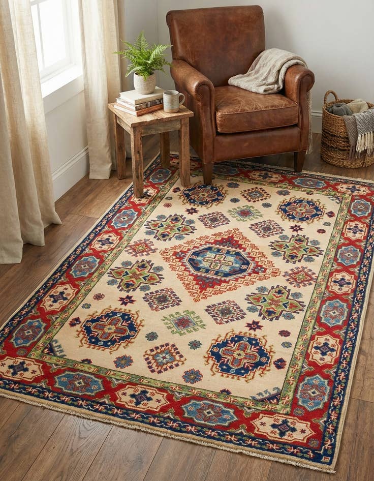 Detail image of 4' x 5' 10  Hand Knotted Kazak Rug