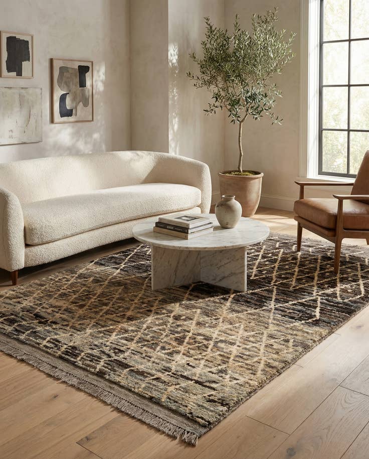 Detail image of 5' 2 x 6' 5 Hand Knotted Moroccan Wool Rug