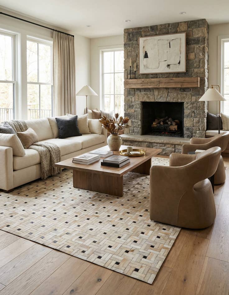 Detail image of 5' 1 x 7' 11 Cowhide Stocks Rug