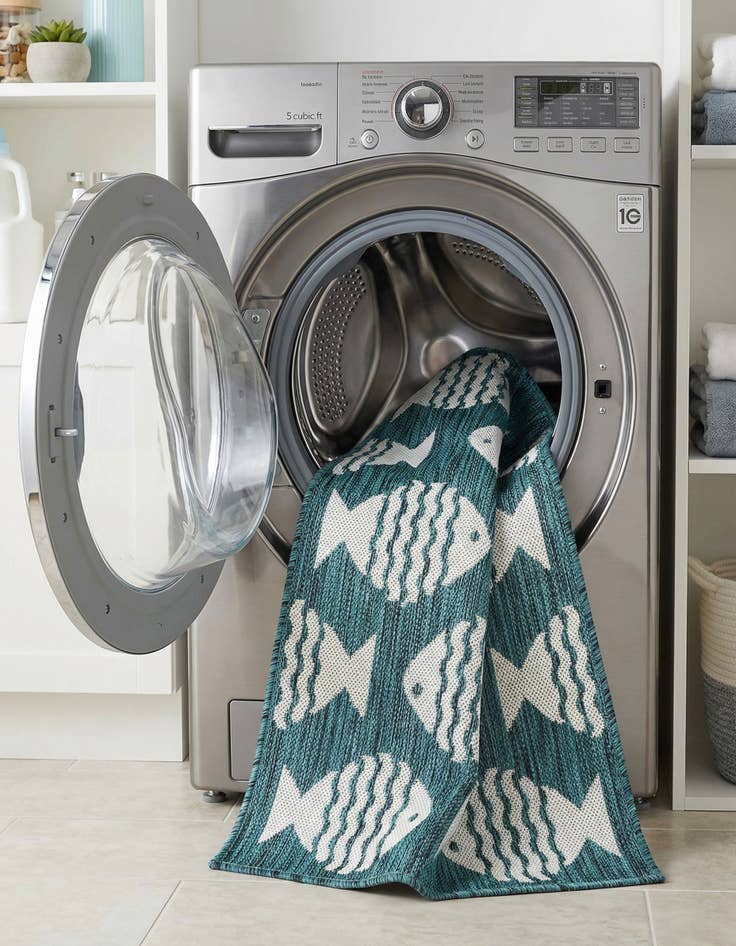 Detail image of 2' x 6' 1  Washable Coastal Indoor / Outdoor Runner Rug