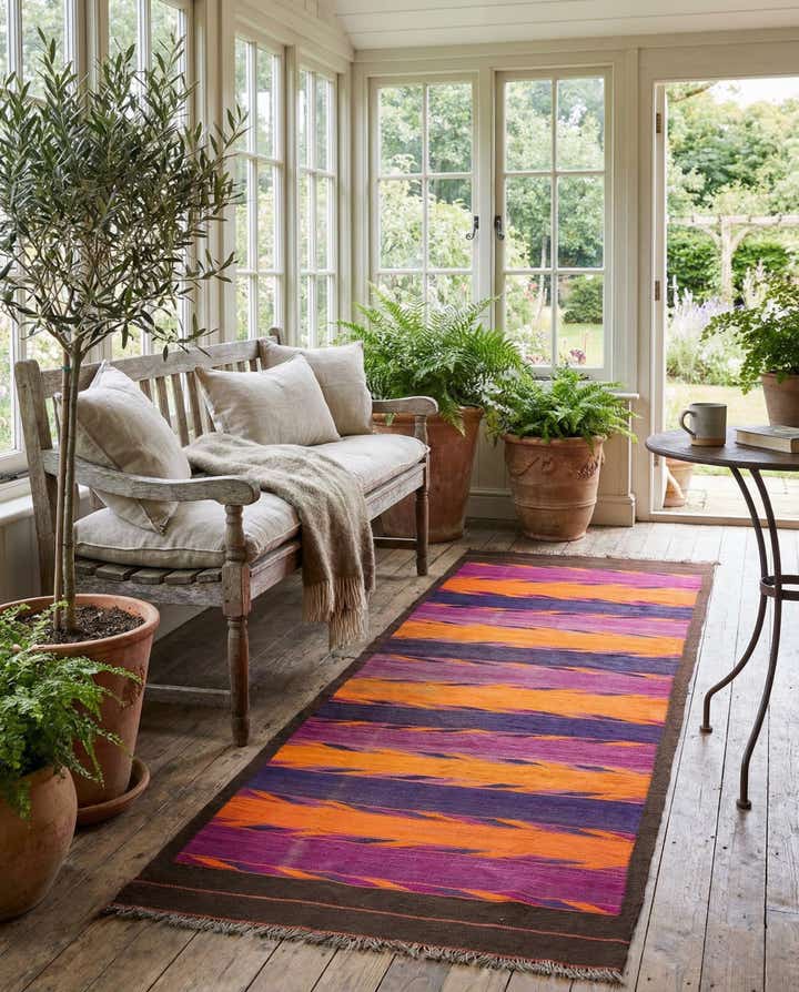 4' 6 x 11' 10 Hand Woven Kilim Fars Wool Runner Rug