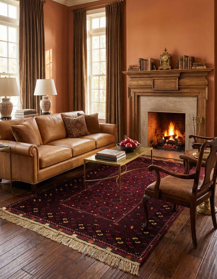 Detail image of 3' 7 x 6' 4  Hand Knotted Afghan Ersari Oriental Wool Rug