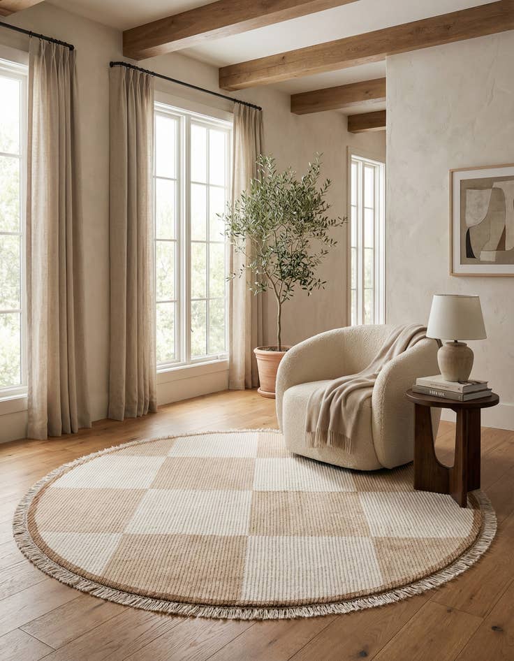 Detail image of 6' 6 x 6' 6  Hand Knotted Darya Wool Round Rug