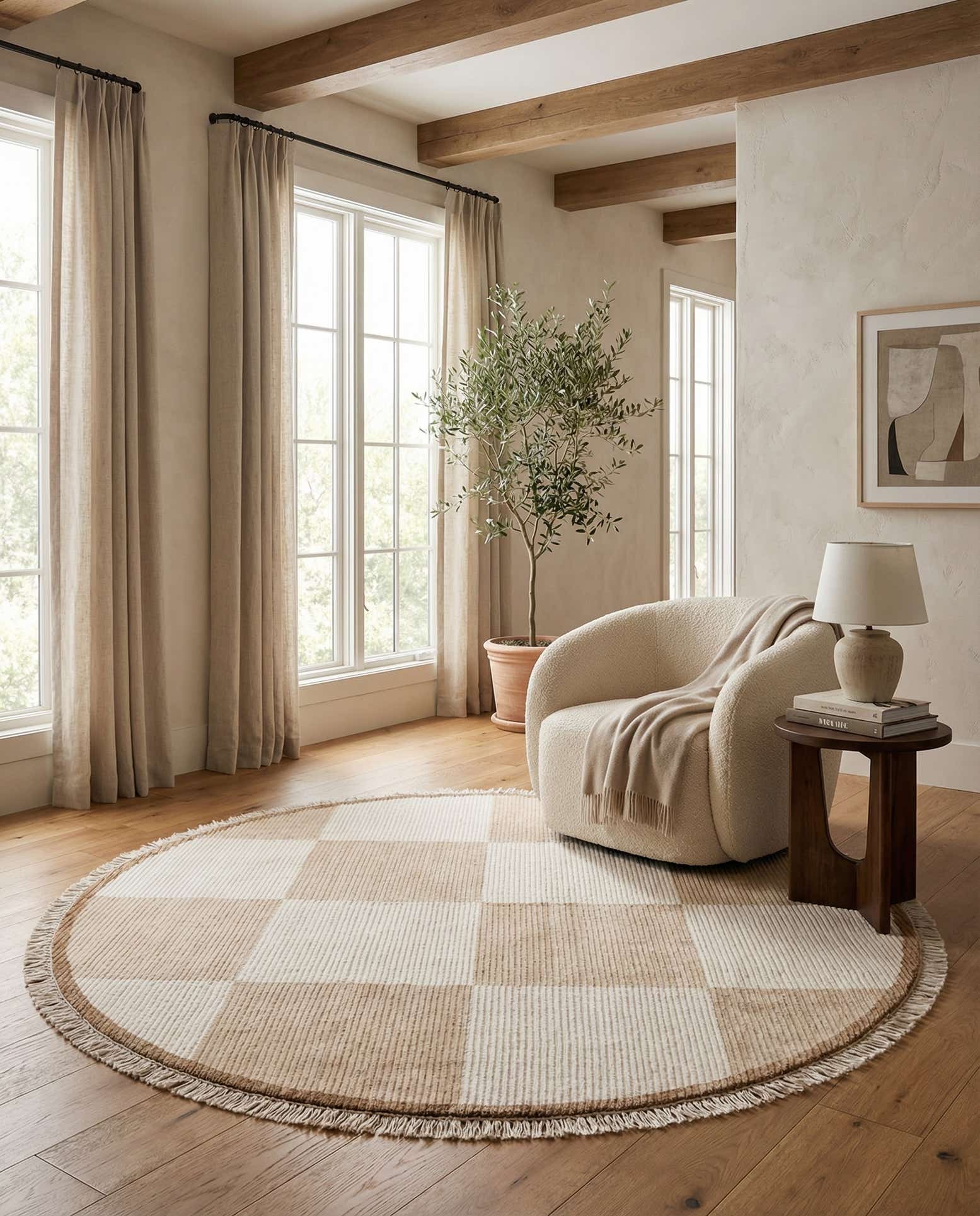 6' 6 x 6' 6 Hand Knotted Darya Wool Round Rug