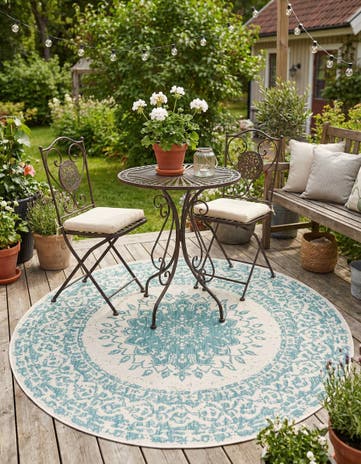 6' x 6' Easy-Clean Traditional Indoor / Outdoor Round Rug
