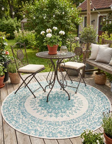 6' x 6' Easy-Clean Traditional Indoor / Outdoor Round Rug