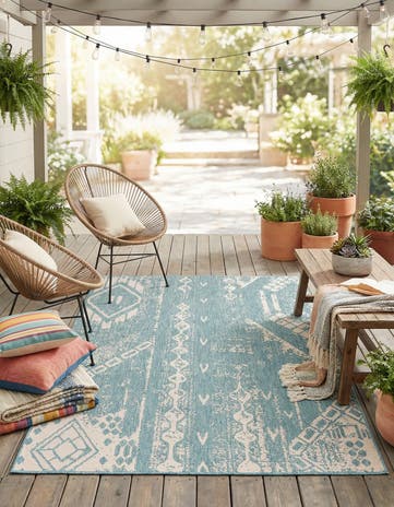 6' x 9' Easy-Clean Bohemian Indoor / Outdoor Rug