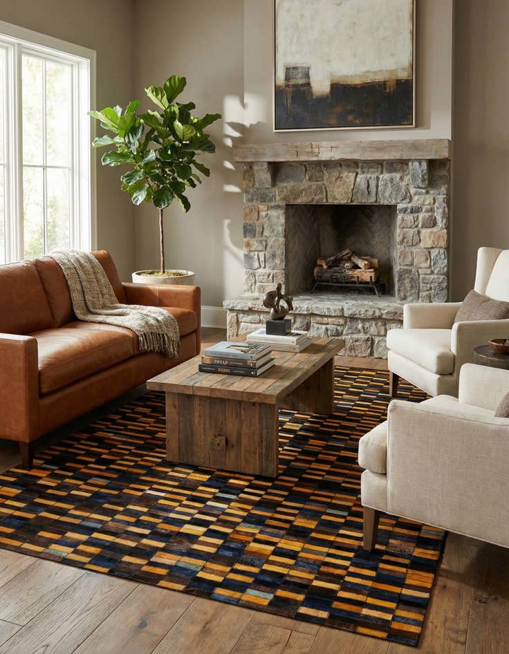 Detail image of  5' x 7' 11 Cowhide - Patchwork Rug