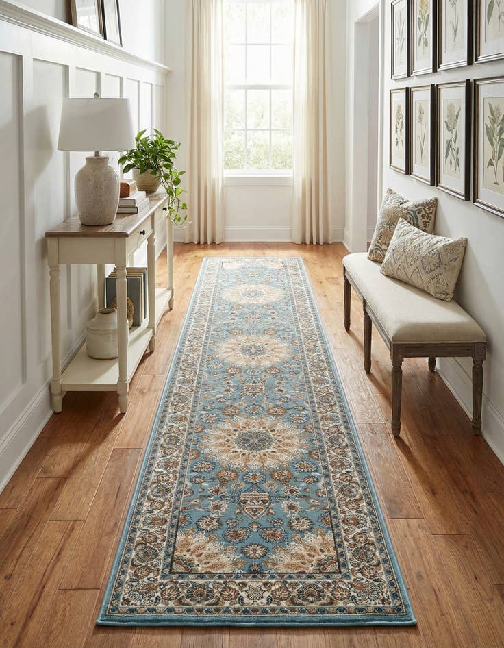 Detail image of  2' 7 x 12'  Washable Traditional Indoor / Outdoor Runner Rug