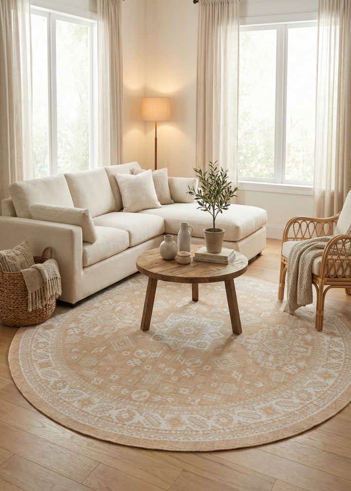 10' x 10' Easy-Clean Aztec Indoor / Outdoor Round Rug