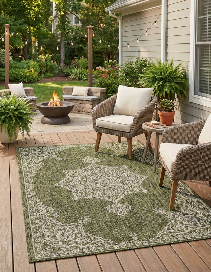 Detail image of  4' x 6'  Washable Traditional Indoor / Outdoor Rug