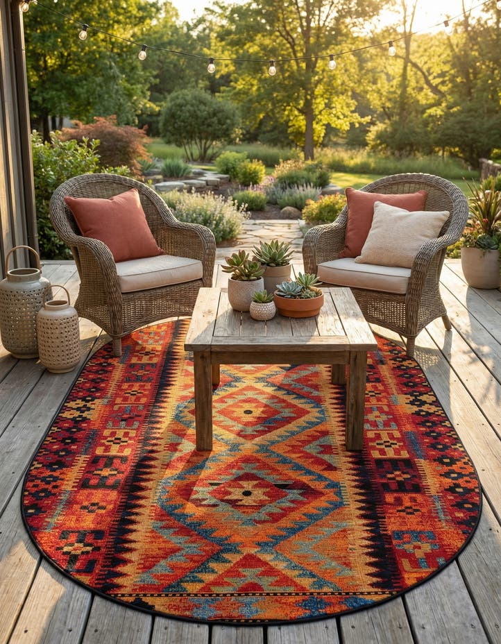 5' 3 x 8' Easy-Clean Tribal Indoor / Outdoor...
