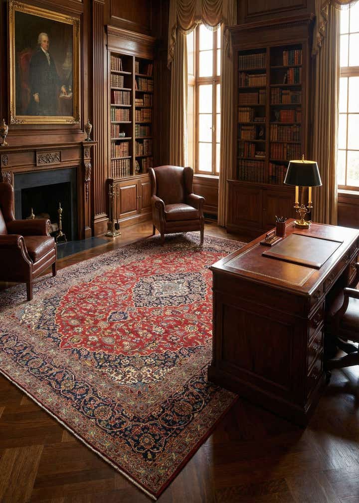 9' 9 x 13' 4 Hand Knotted Kashan Persian Wool Rug