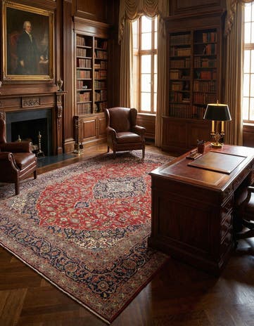 9' 9 x 13' 4 Hand Knotted Kashan Persian Wool Rug