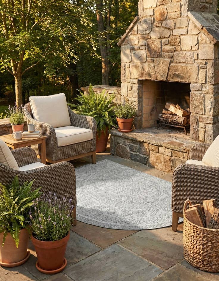Detail image of 3' x 6' Easy-Clean Aztec Indoor / Outdoor Hearth Rug