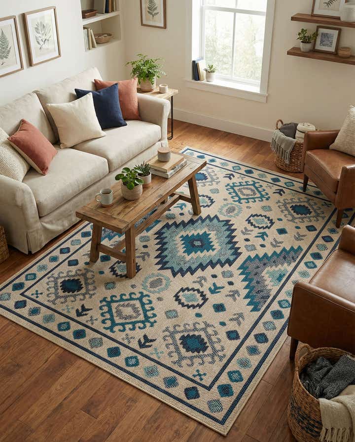 5' 3 x 8' Easy-Clean Baja Indoor / Outdoor Rug