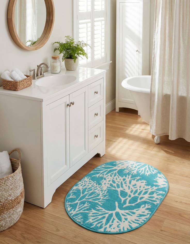 Detail image of 2' x 3'  Washable Coastal Indoor / Outdoor Oval Rug