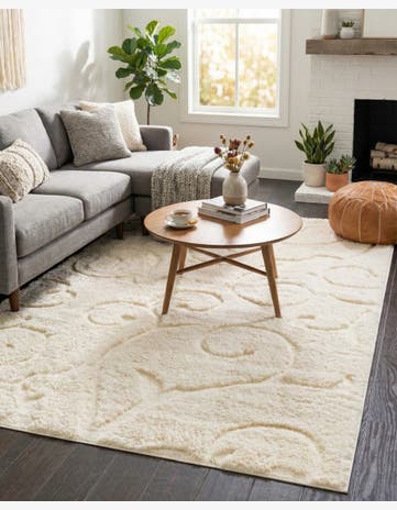 Ivory Botanical Shag Rug