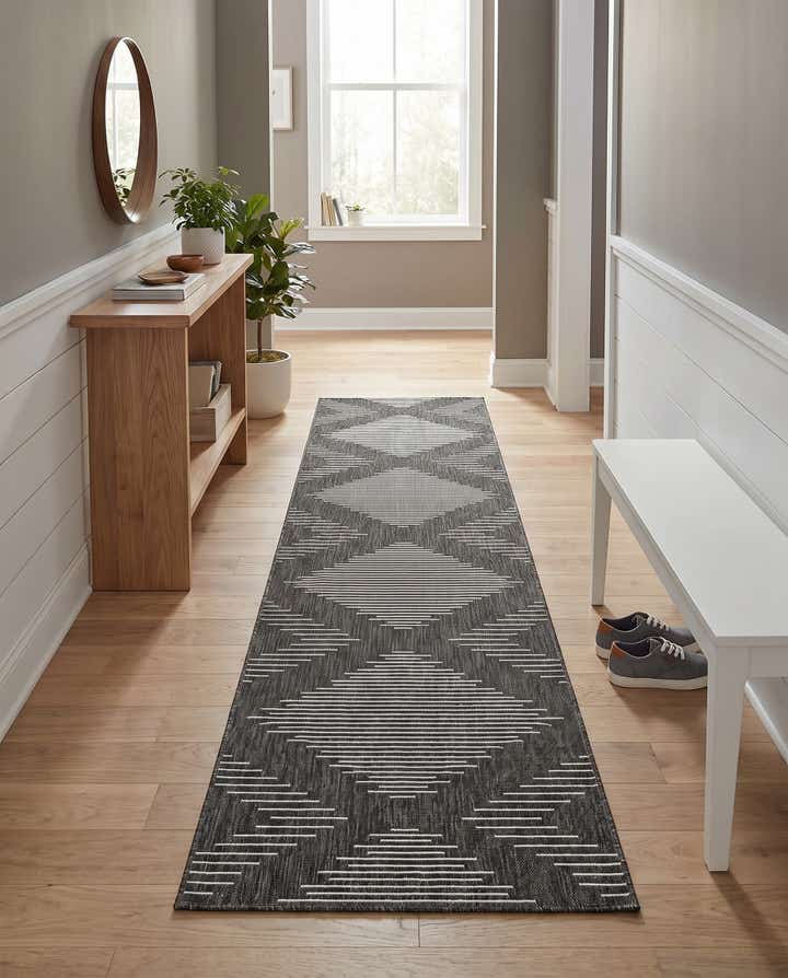 3' 3 x 14' Easy-Clean Modern Indoor / Outdoor Runner Rug