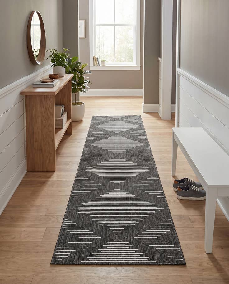 Detail image of 3' 3 x 14' Easy-Clean Modern Indoor / Outdoor Runner Rug
