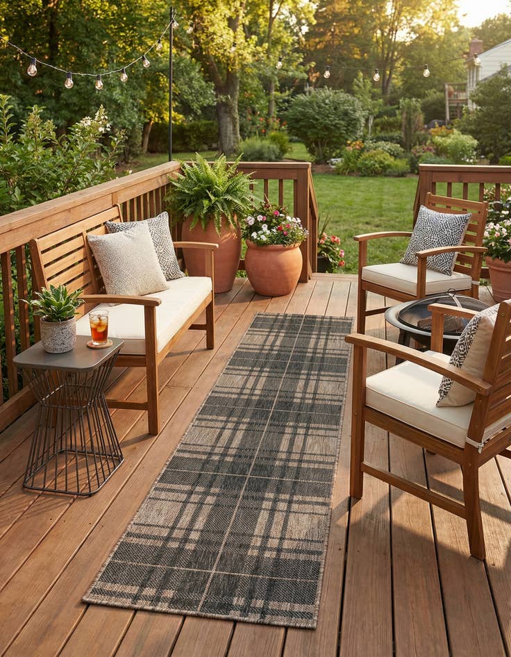 Detail image of 2' x 8'  Washable Checkered Indoor / Outdoor Runner Rug