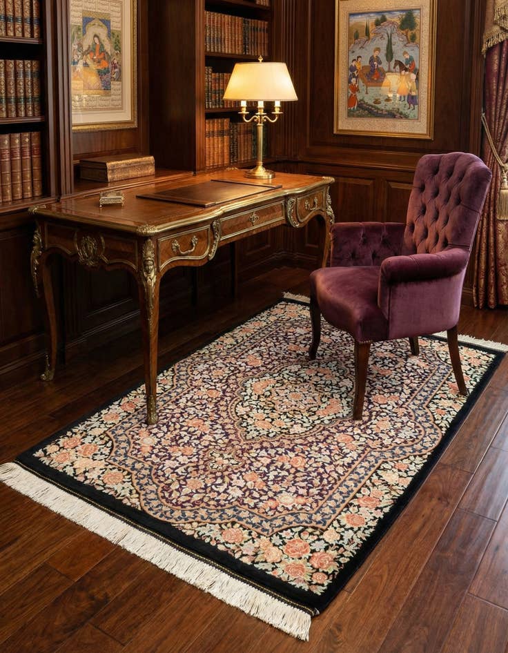 Detail image of 2' x 2' 11 Ghom Silk Rug