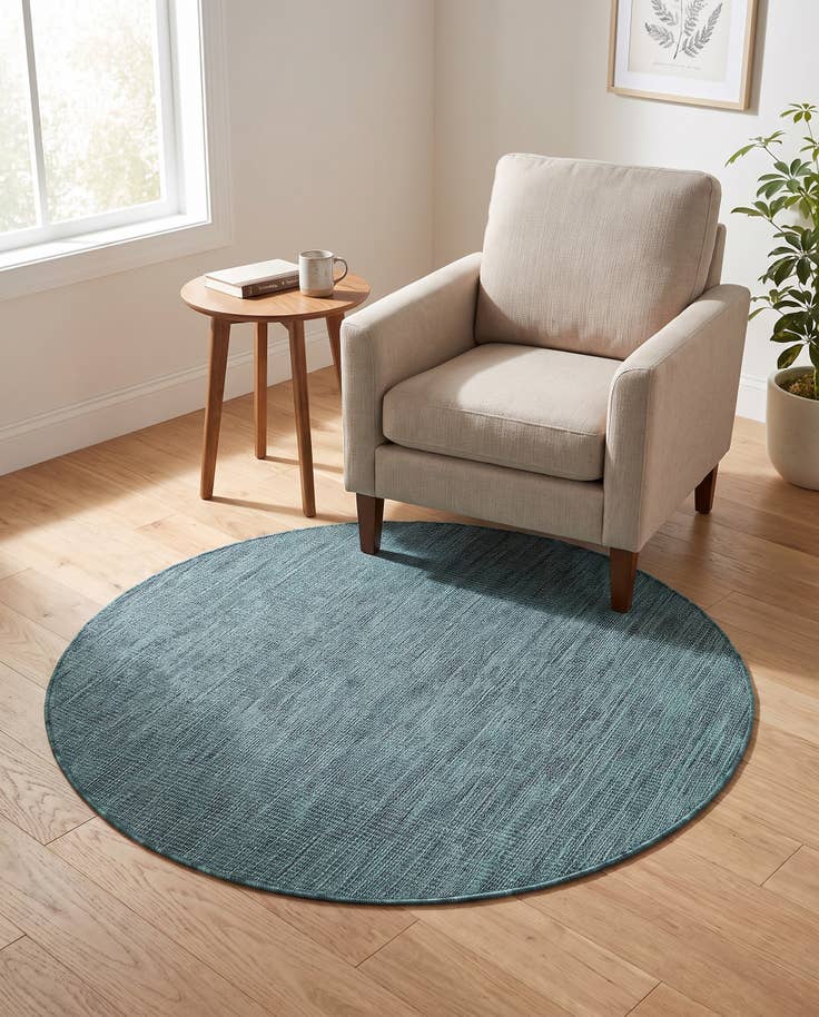 Detail image of 4' 1 x 4' 1 Easy-Clean Solid Indoor / Outdoor Round Rug