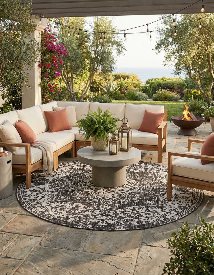 Detail image of 10' 8 x 10' 8  Washable Jill Zarin Dubai Indoor / Outdoor Round Rug