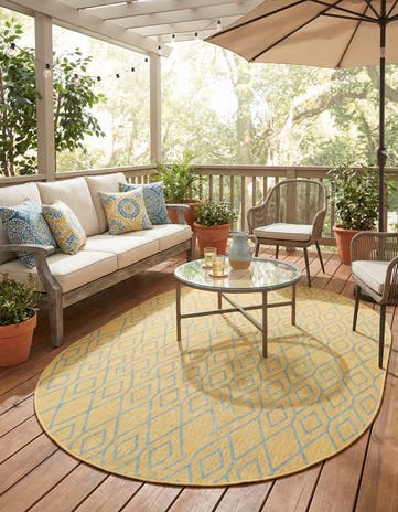 7' 10 x 10' Easy-Clean Jill Zarin Turks and Caicos Indoor / Outdoor Oval Rug