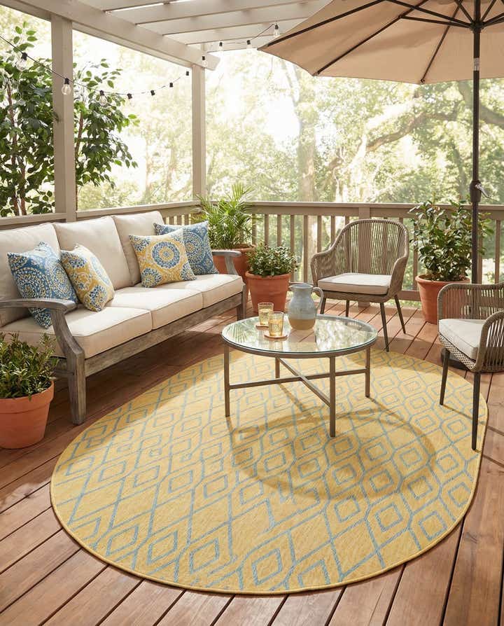 7' 10 x 10' Easy-Clean Jill Zarin Turks and Caicos Indoor / Outdoor Oval Rug