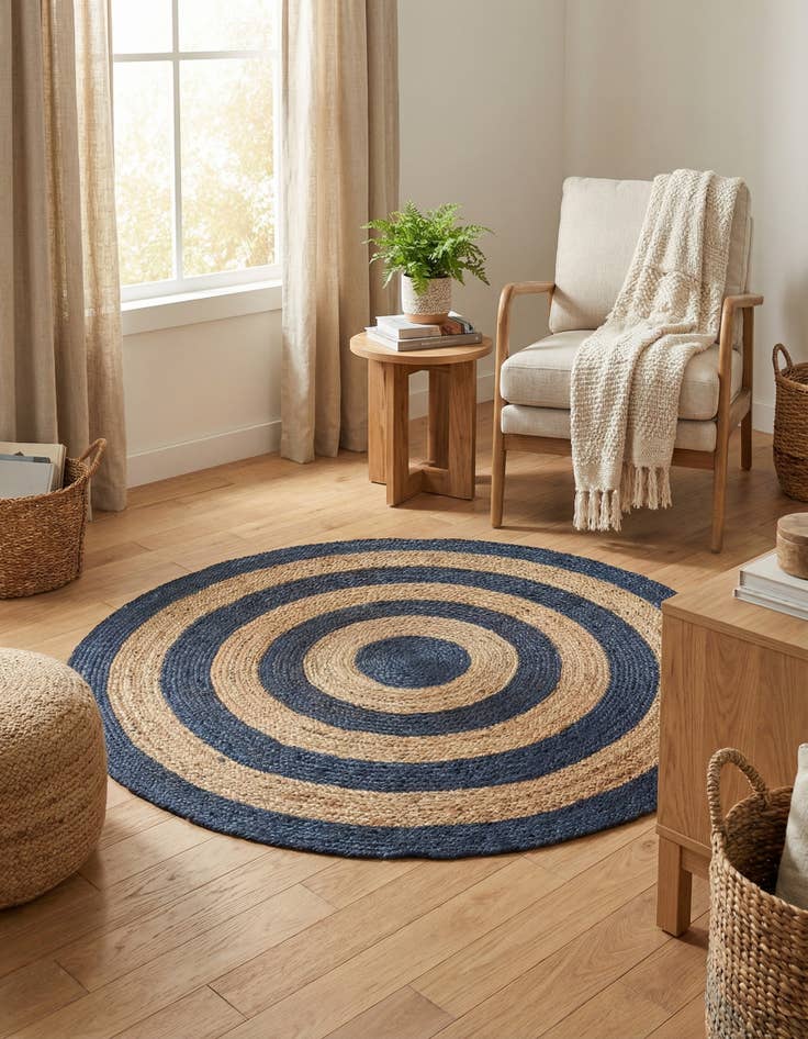 Detail image of 5' 1 x 5' 1  Hand Braided Jute Round Rug