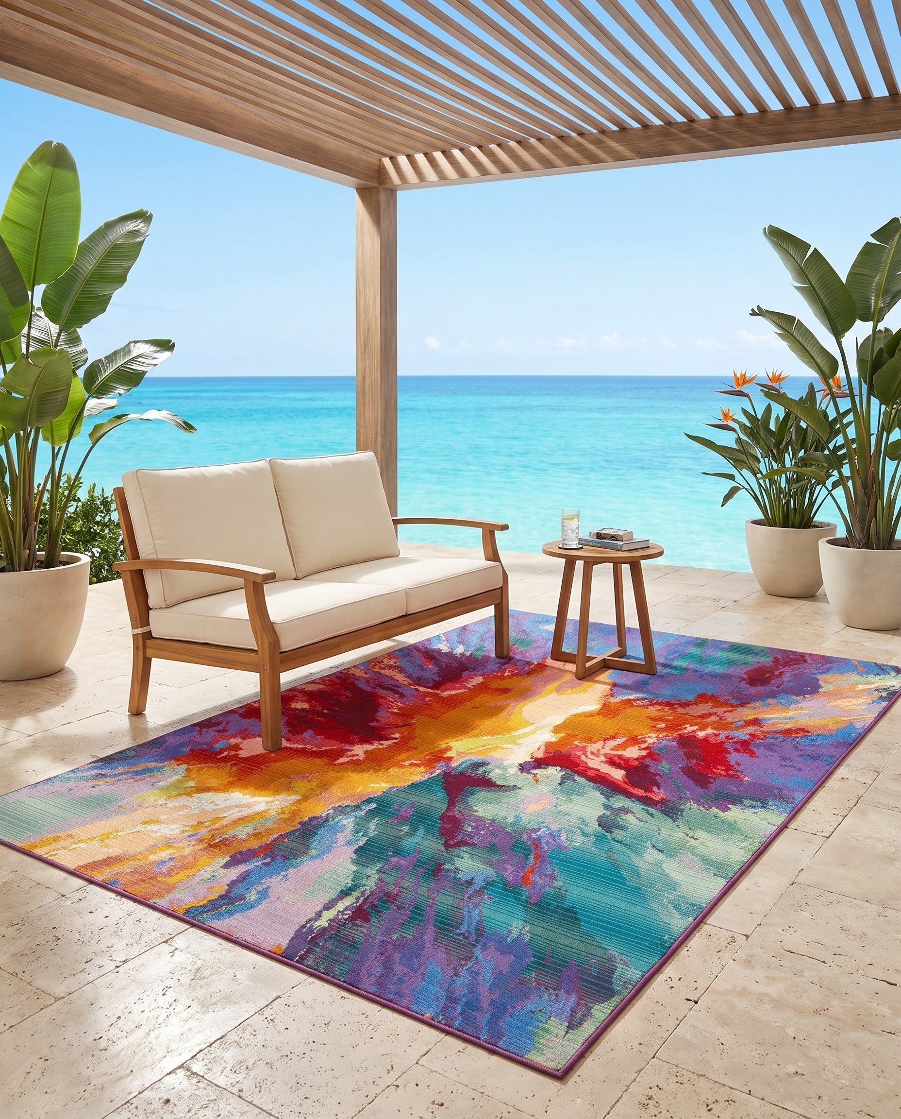 5' 3 x 8' Easy-Clean Modern Indoor / Outdoor Rug