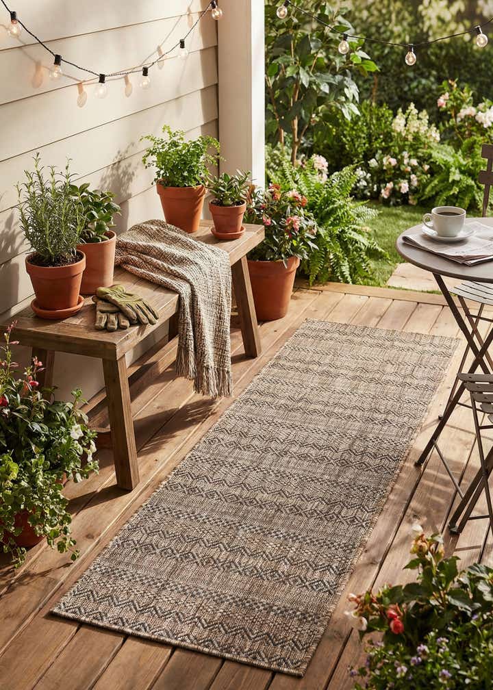2' x 6' Easy-Clean Striped Indoor / Outdoor Runner Rug