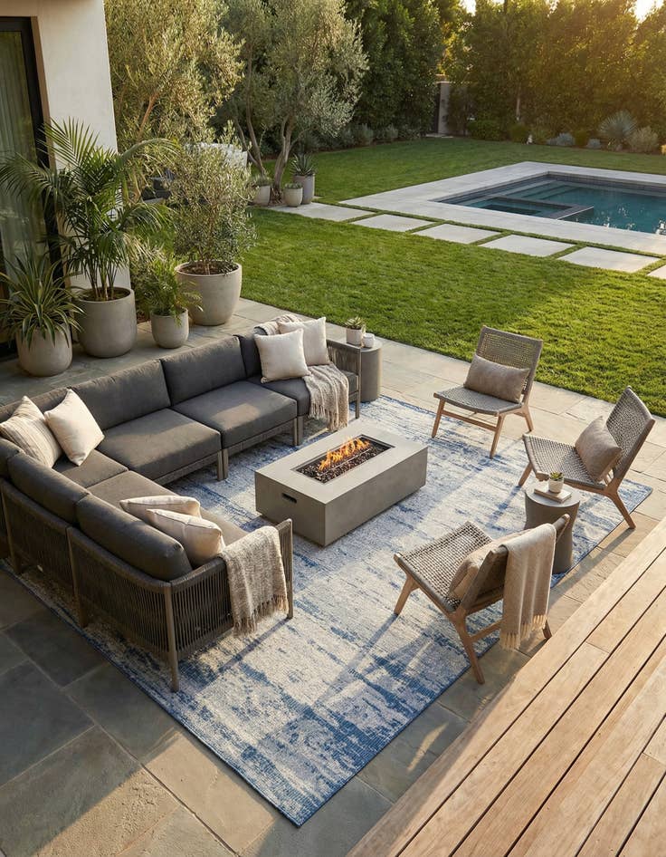 Detail image of 10' x 14'  Washable Modern Indoor / Outdoor Rug