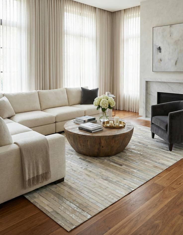 Detail image of  5' 2 x 7' 11 Cowhide - Patchwork Rug