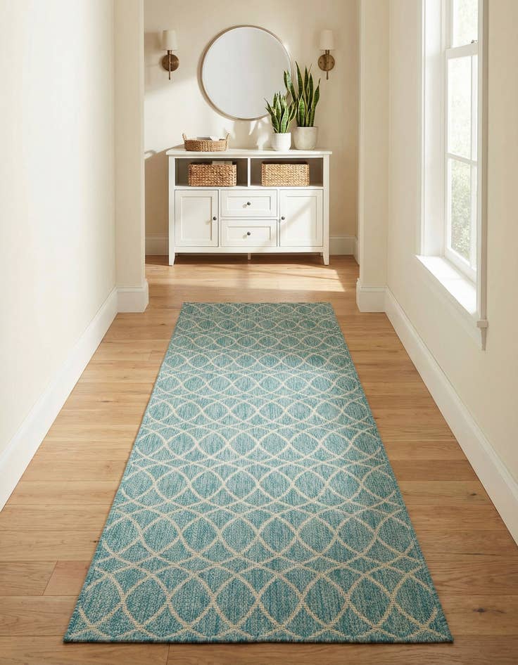 Detail image of 3' x 10'  Washable Trellis Indoor / Outdoor Runner Rug