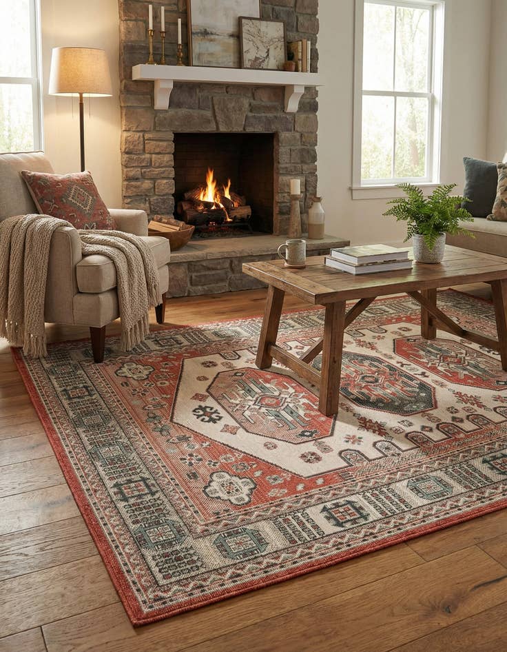 Detail image of 5' x 8' Easy-Clean Traditional Indoor / Outdoor Rug