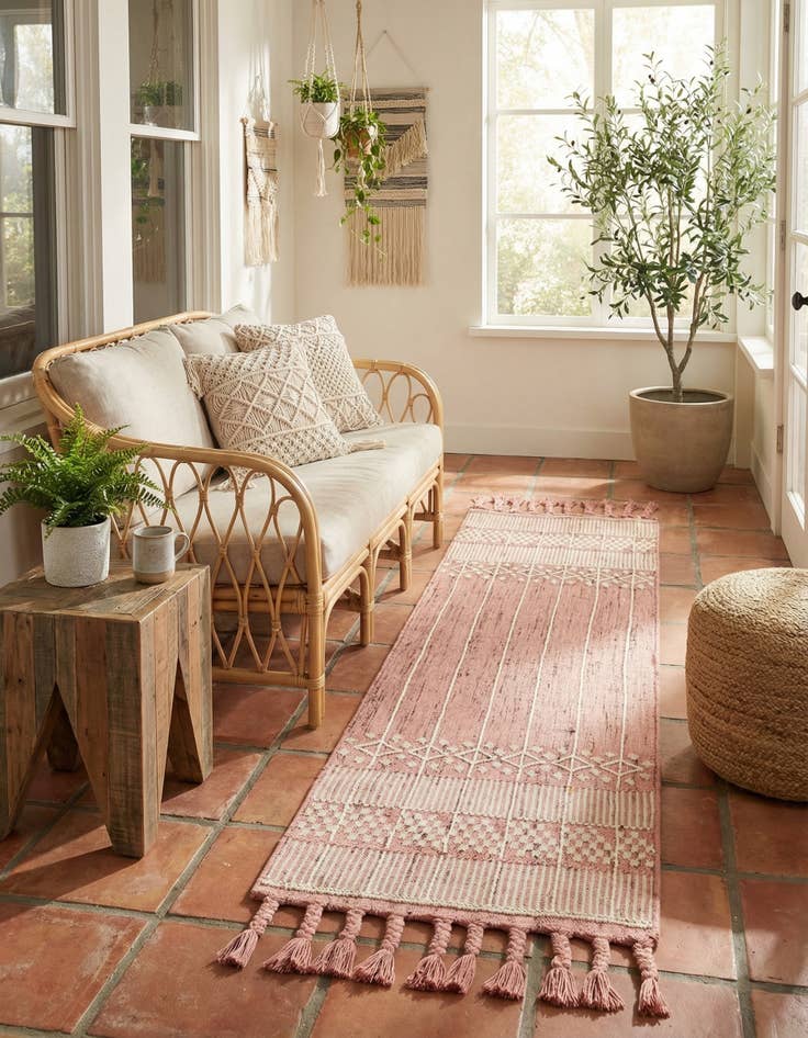 Detail image of 2' 2 x 8' 2 Easy-Clean Eco Bohemian Indoor / Outdoor Runner Rug