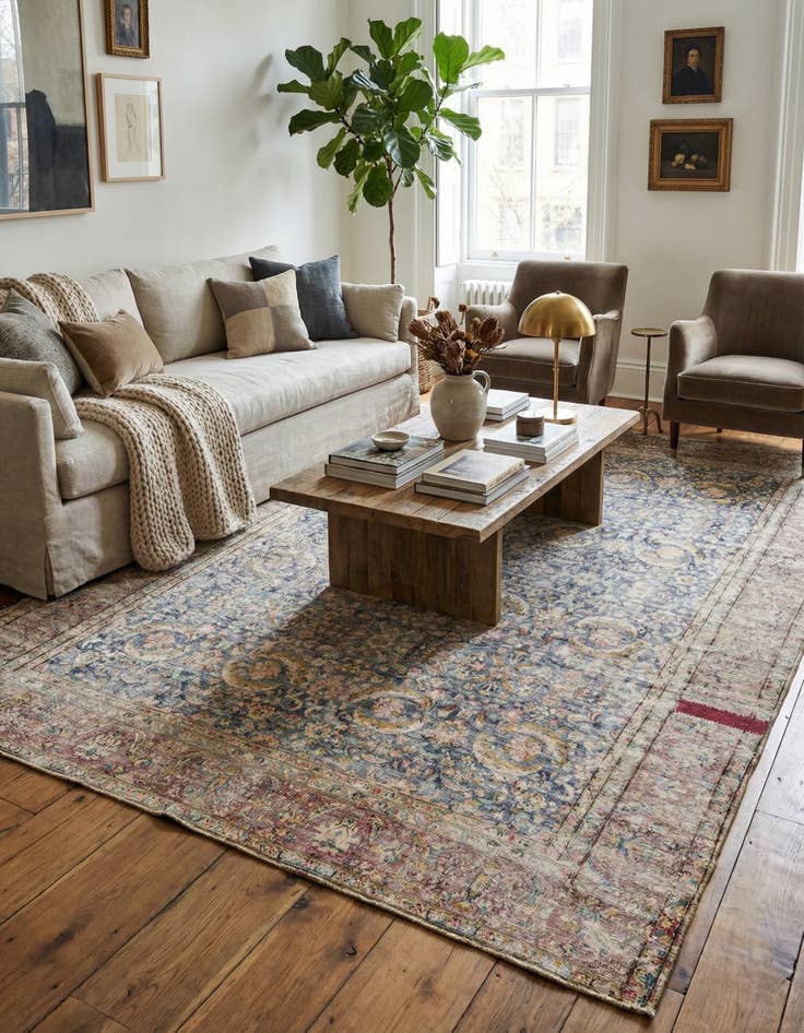 Detail image of 9' 3 x 12'  Hand Knotted Ultra Vintage Persian Wool Rug